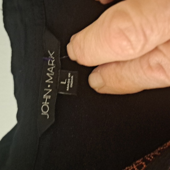 John Mark Black & Multi Color W/ Embroidered Detail Slit Side Schaket SzL EUC - Picture 5 of 11